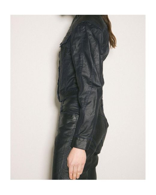 Mugler Black Long-Sleeved Denim Coat