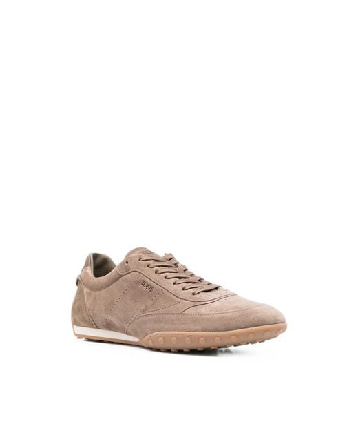 Tod's Brown Suede Panel Low-Top Sneakers for men