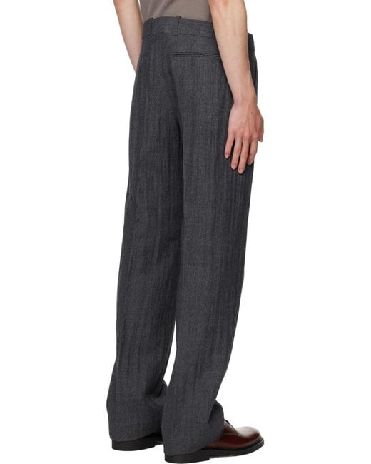 Our Legacy Gray Textured Straight-Leg Trousers for men