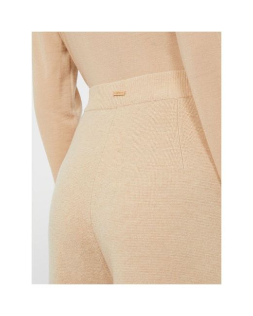 Max Mara Natural Judy Wide Leg Knitted Trousers