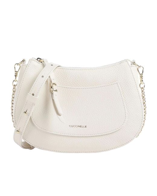 Coccinelle Natural C-Easy Grained Leather Shoulder Bag