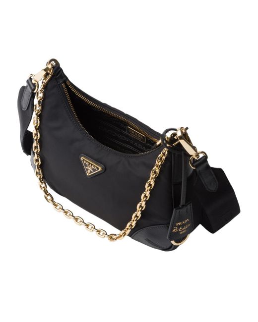 Prada Black Re-Edition 2005 Re-Nylon And Saffiano Leather Bag