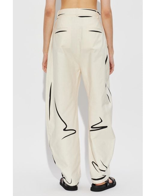 Moschino White High Rise Sketch-Print Pants