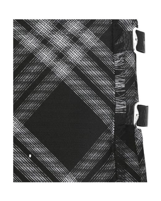Burberry Black Checked Fringed-Edge Midi Skirt