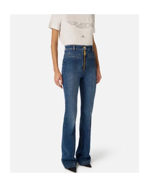 Elisabetta Franchi Blue Zip Boot-Cut Jeans