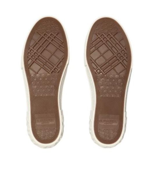 Burberry White Checked Lace-Up Sneakers