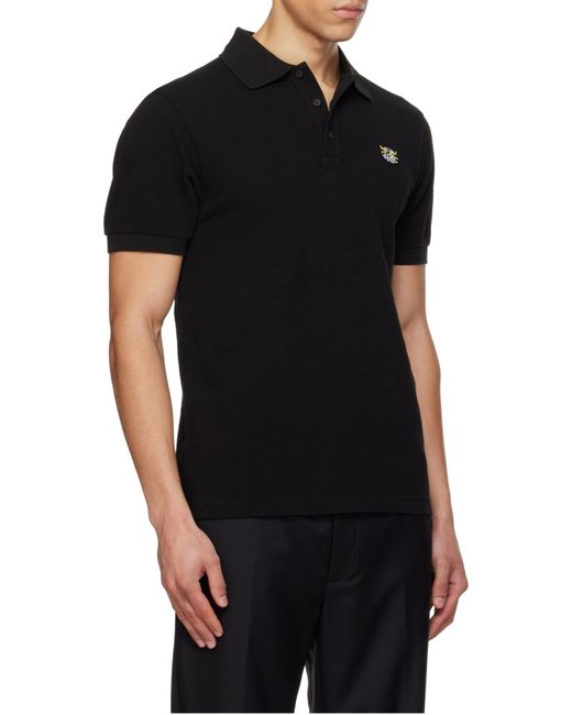 KENZO Black Wild Tiger Slim Polo Shirt for men