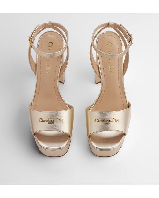 Dior White Or D-Lane Platform Sandal