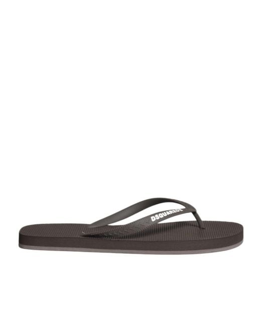 DSquared² Brown Logo Thong Flip-Flops for men