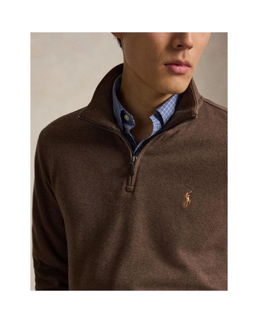 Polo Ralph Lauren Brown Estate Fleece Quarter Zip Sweater for men