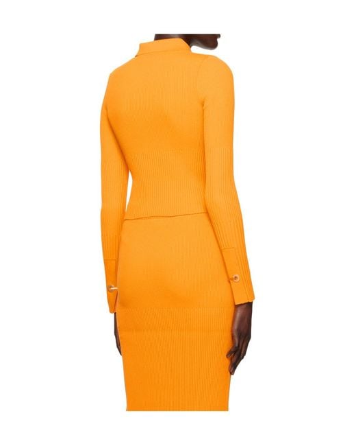 Dion Lee Orange Gradient Ribbed-Knit Cardigan