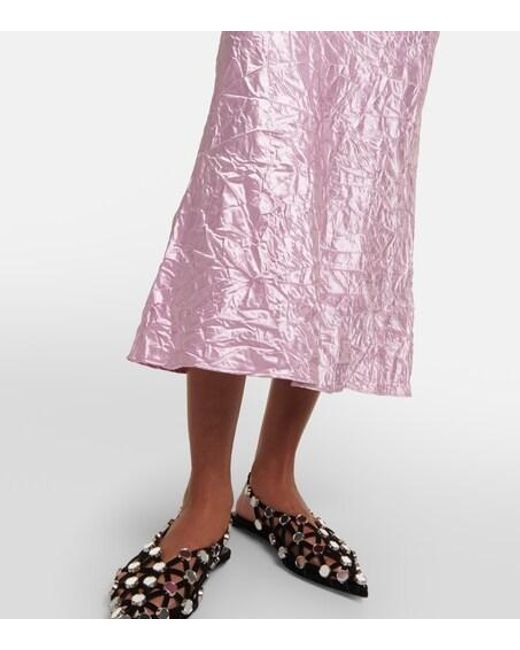 The Attico Purple Crinkled Satin Slip Skirt