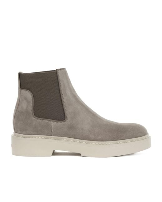 Santoni Gray Round Toe Ankle Boots