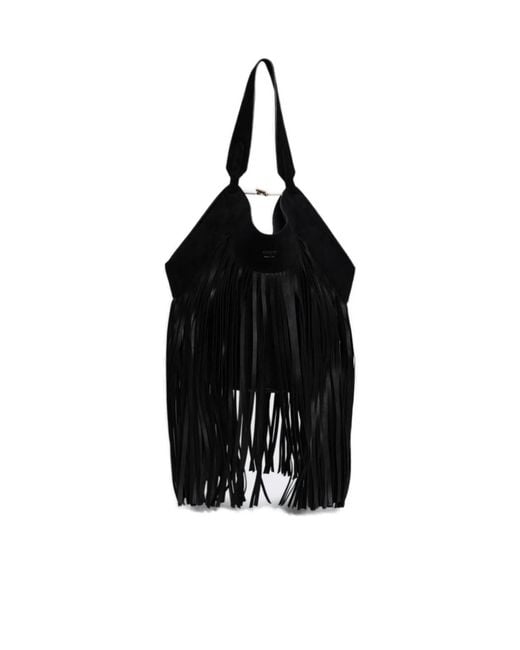 Khaite Black Lotus Small Fringed Tote Bag