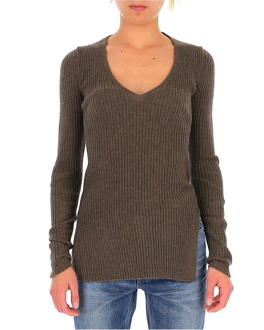 Uma Wang Green Rib Knitted Pullover