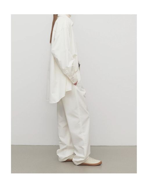 The Row White Neriah High-Waisted Tailored Pants