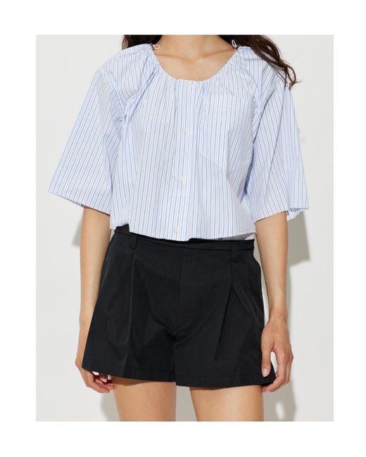 Alexander Wang Blue Off-Shoulder Cropped Shirt