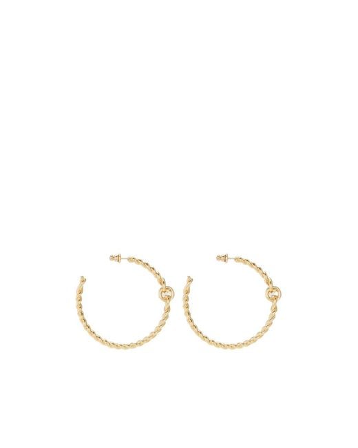 Ferragamo Metallic Ferragamo Twisted Chain Gancini Hoop Earrings