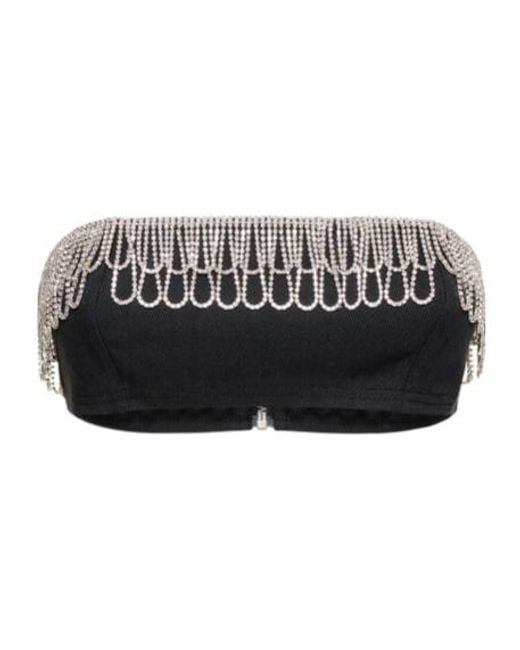 ROTATE BIRGER CHRISTENSEN Black Crystal Embellished Tube Top