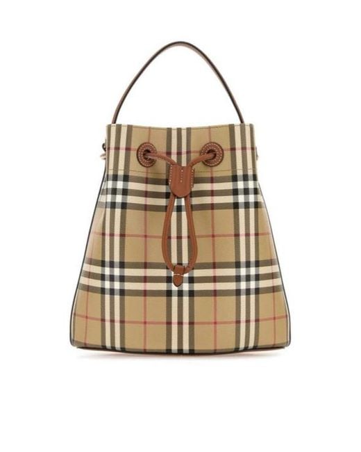 Burberry Natural Small Drawstring Bucket Bag