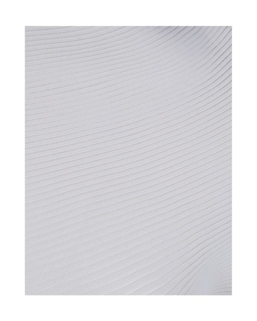 Issey Miyake White Life Form Asymmetric Knitted Top