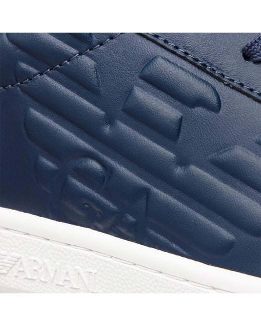 EA7 Blue Logo Embossed Classic Cc Sneakers for men