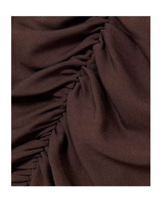 Michael Kors Brown Pleated Stretch-Jersey Midi Dress