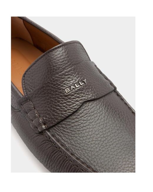 Bally Gray Logo Plaque Slip-On Loafers for men