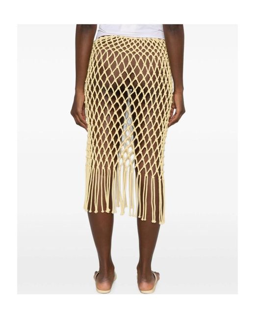 Frankie Shop Natural Fringed Knit Skirt
