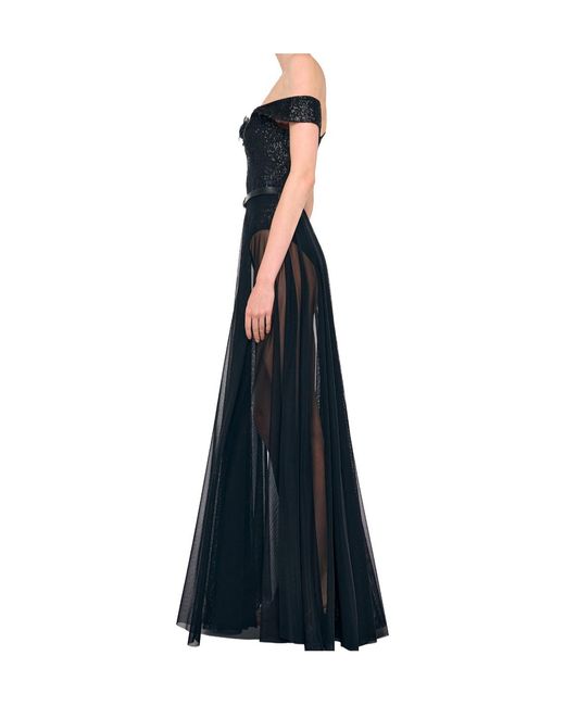 Norma Kamali Black Sequin-Embellished V-Neck Maxi Dress