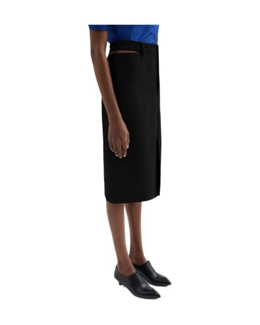Jil Sander Black Cut-Out Mid-Rise Skirt