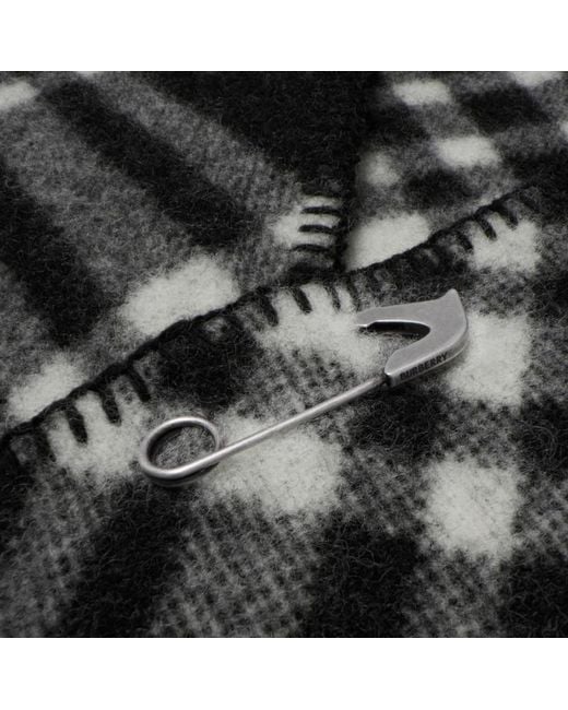 Burberry Black Logo Patch Checked Scarf
