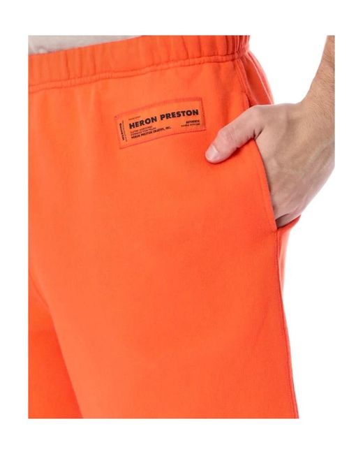 Heron Preston Orange Logo Patch Bermuda Shorts for men