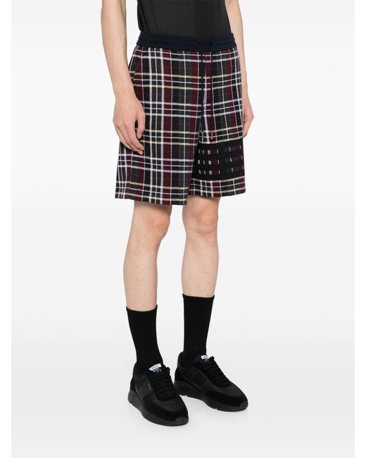 Thom Browne Black Checked Sweatshorts for men