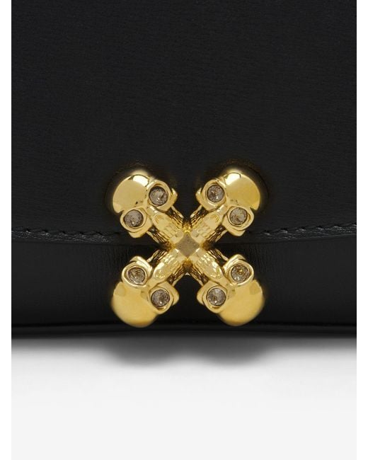 McQueen White Skull Flower Chain-Linked Shoulder Bag