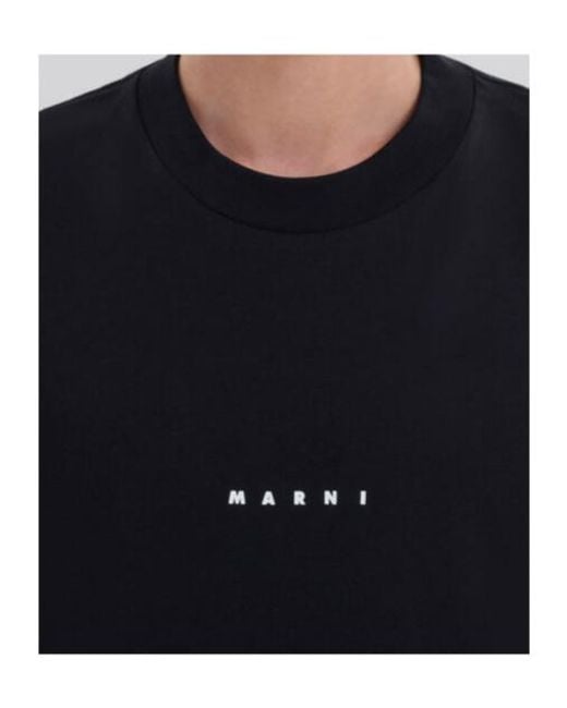 Marni Black Logo Printed Crewneck T-Shirt for men