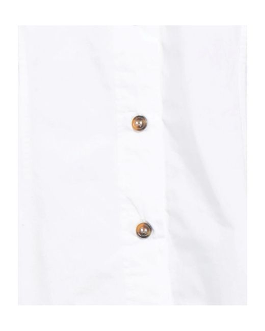 Ganni White Solid Long Sleeve Shirt