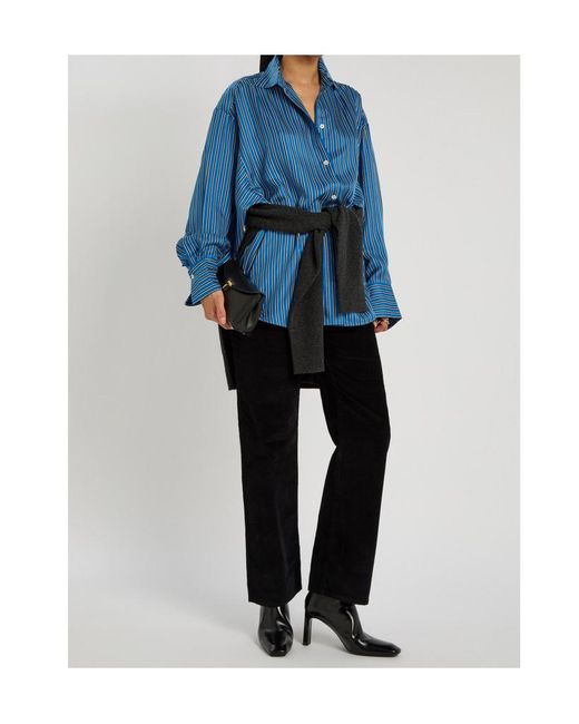 Totême  Blue Striped Silk Shirt