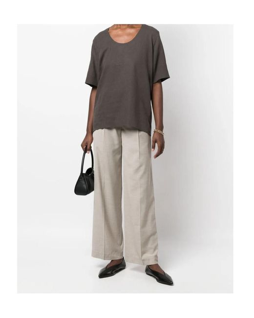 Low Classic White High-Waisted Pleated Trousers