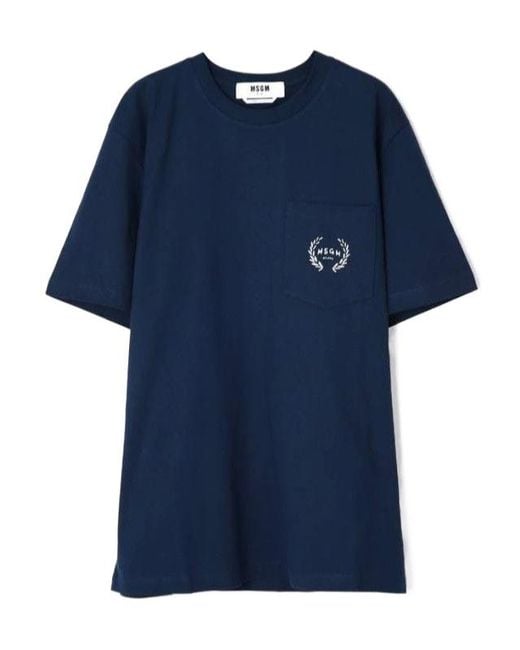 MSGM Blue Short-Sleeved T-Shirt for men