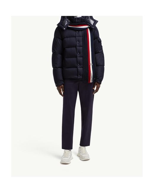 Moncler Blue Logo Patch Fringe Detailed Scarf for men
