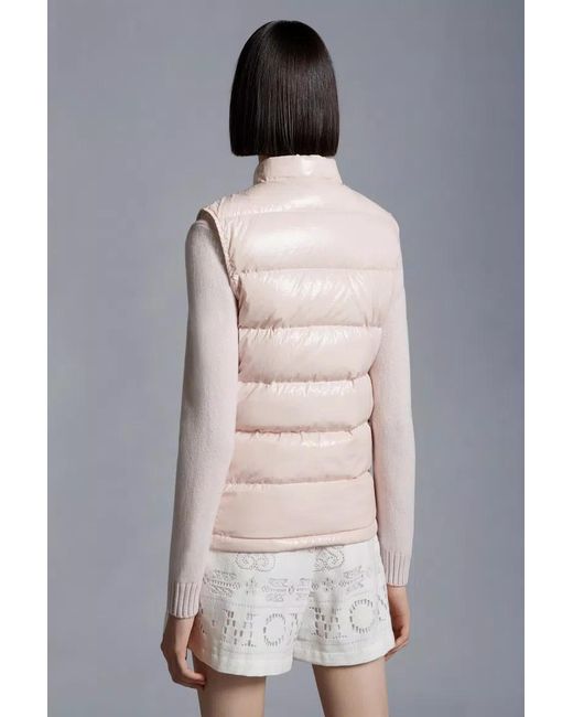 Moncler Pink Logo Patch Zip-Up Gilet