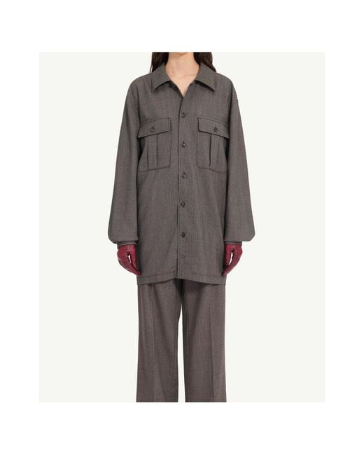 MM6 by Maison Margiela Gray Tweed Shirt Dress