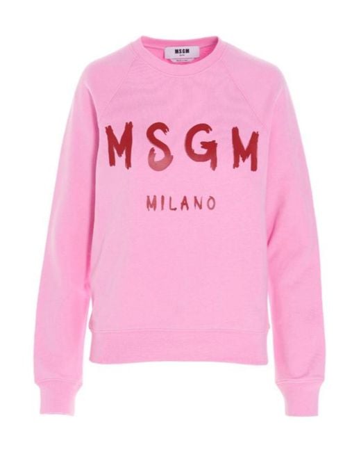 MSGM Pink Logo Details Hoodie