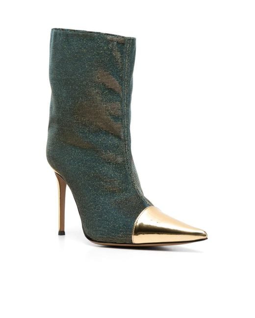 Alexandre Vauthier Green High-Heeled Pointed Short Boots