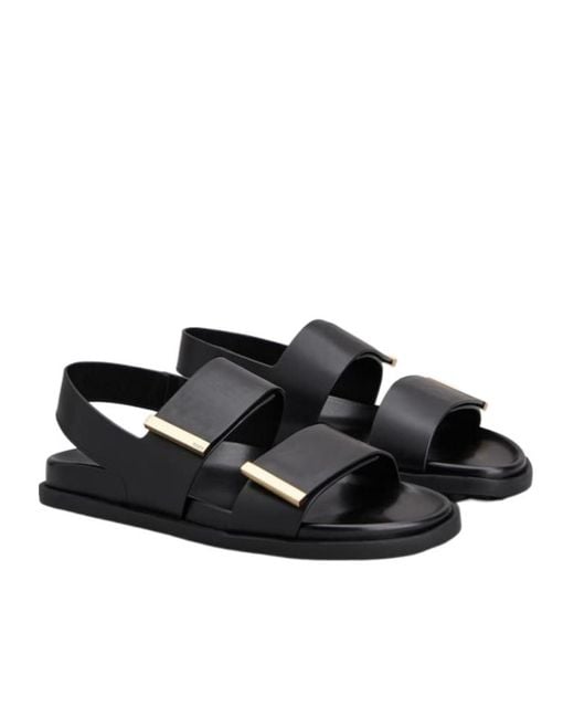 Tod's Black Logo Engraved Slip-On Sandals