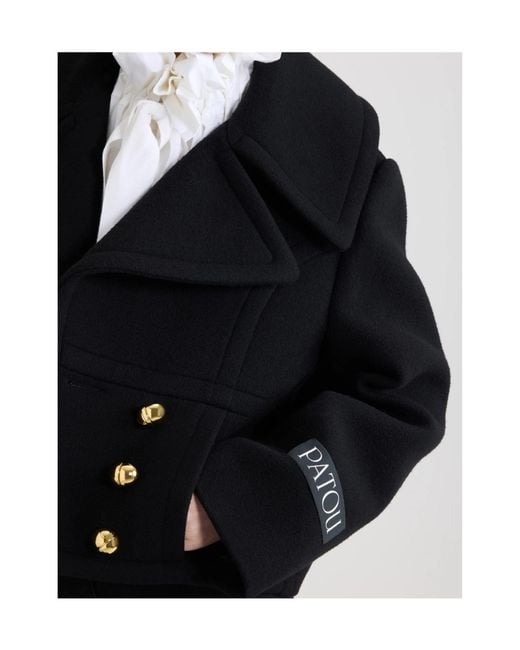Patou Black Collared Button-Up Jacket