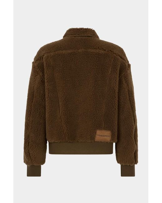 DSquared² Brown Faux Fur Zipped Jacket for men
