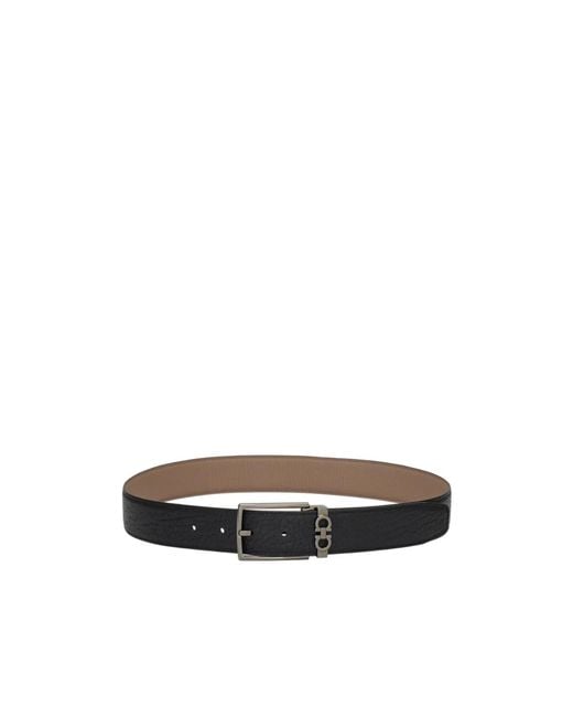 Ferragamo White Reversible And Adjustable Belt With Rectangular Buckle for men