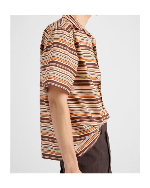Prada Multicolor Striped Short Sleeved Bowling Shirt for men